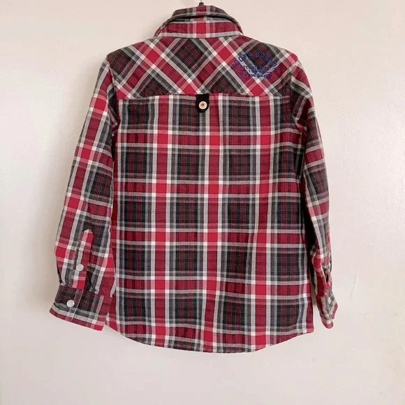 Roots Canada Plaid Button-Up Boys Shirt - Size 5/6Y - Picture 7 of 13